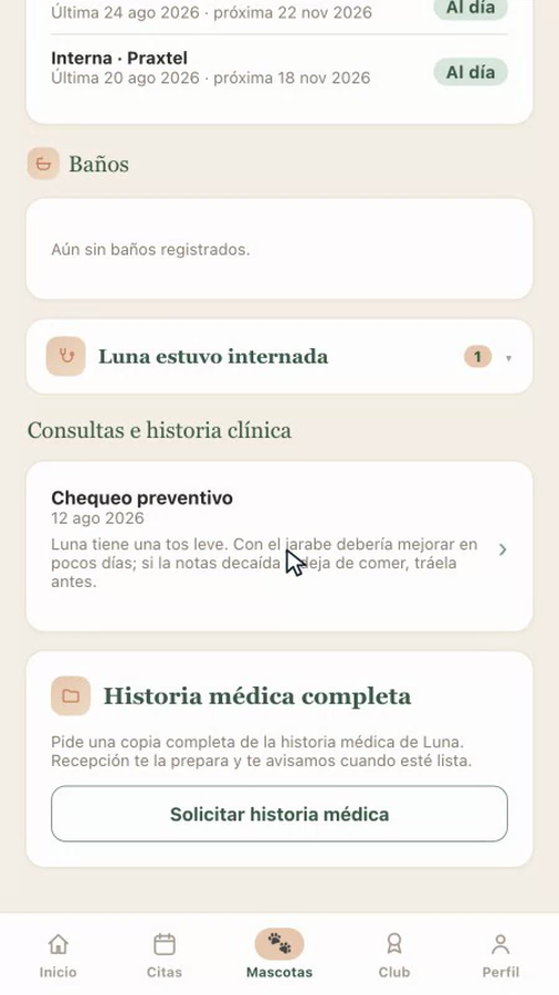 La app del dueño de la mascota
